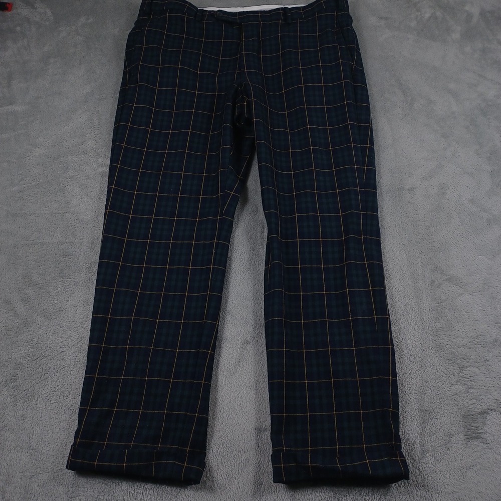 Samuelsohn Pants Mens‎ 38 Blue Plaid Wool Italy Professional Pockets
